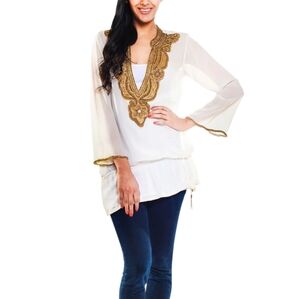 Boston Proper Beaded Rayon Tunic Size XXS
